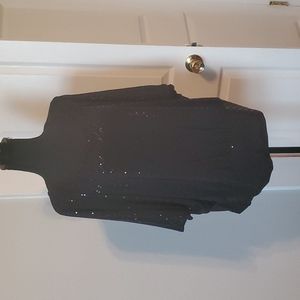 Black Sparkly Top with Cold Shoulder Detail